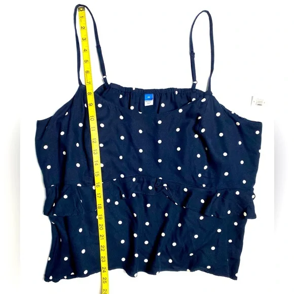Old Navy Women's Navy Blue White Polka Dot Ruffle-Trim Cami Top Size 2X NWT - Picture 8 of 11